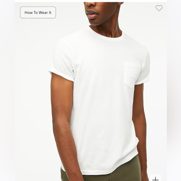 Slim cotton washed jersey pocket tee- white- size large - Picture 3 of 3